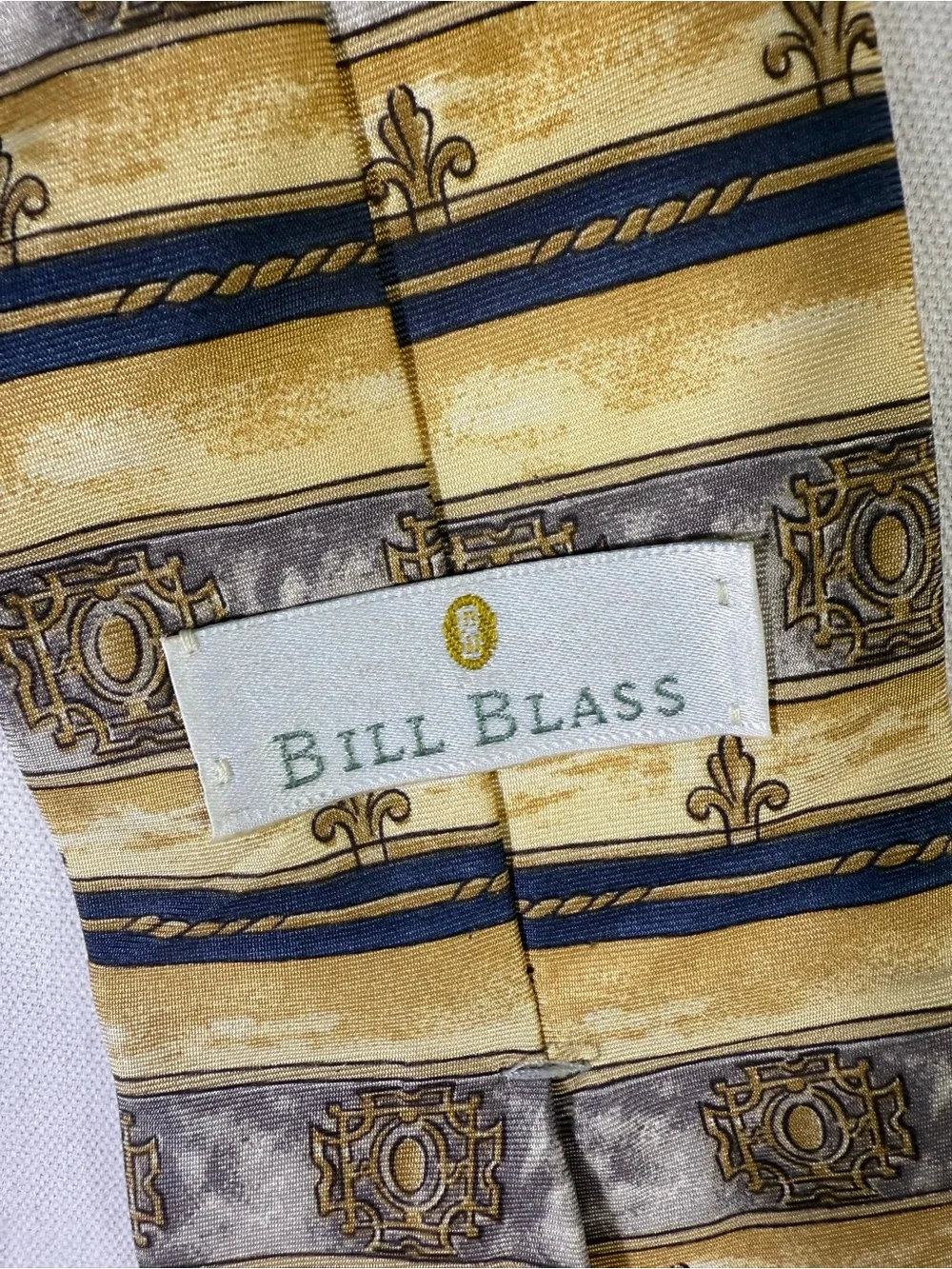 bill blass Yellow and Navy Striped Silk Tie